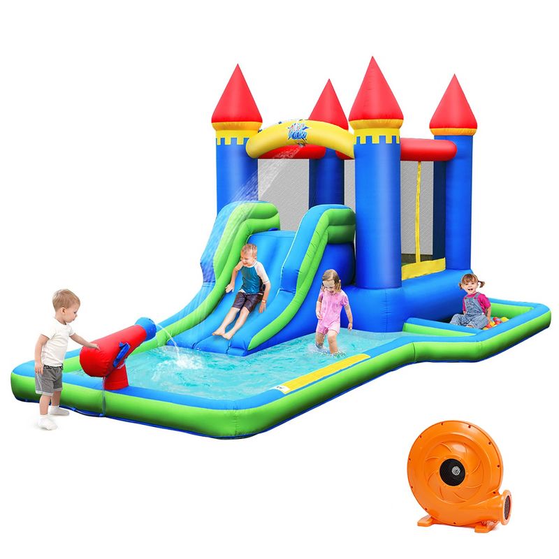 Costway Inflatable Castle Bouncer Bounce House Slide Water Park BallPit with 580W Blower, 1 of 11