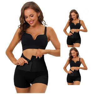 INSPIRE CHIC Women's Butt Lifter High Waisted Boyshorts Shapewear with Hooks Closure 3 Packs - 1 of 4