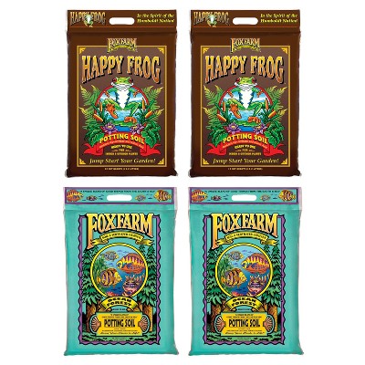 FoxFarm FX14053 + FX14054 Ocean Forest Organic Plant Potting Soil with Happy Frog Nutrient Rapid Growth Potting Soils for Gardens, 12 Quart (4 Pack)