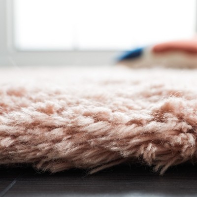 Pink 8' x 10' Handmade Wool Shag Area Rug