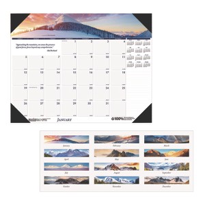 Earthscapes Recycled Monthly Desk Pad Calendar, Mountains of the World Photos, 22 x 17, Black Corners,12-Month(Jan-Dec): 2025 - 1 of 3
