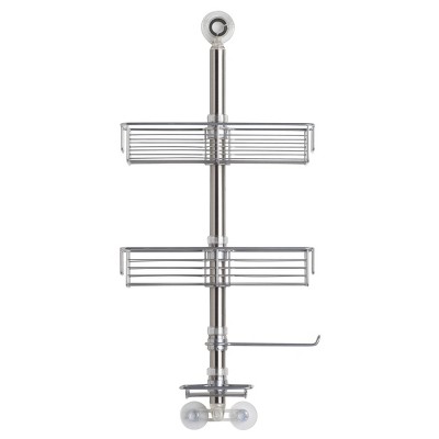iDesign Everett Matte Black Push-Lock Suction Shower Basket