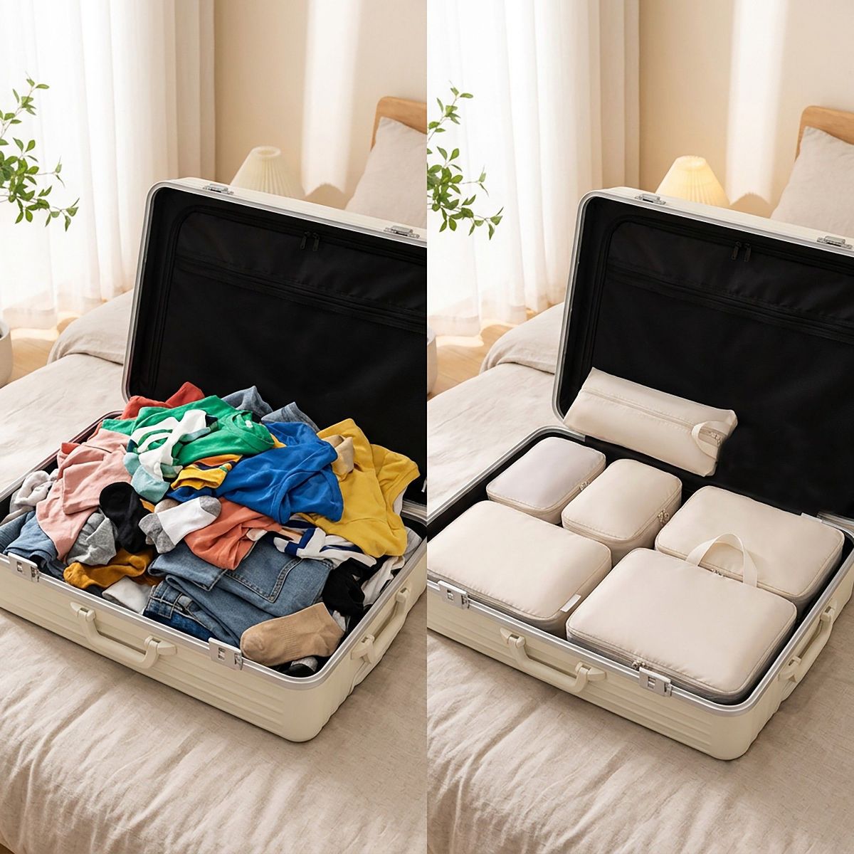 Alilang Travel Packing Cube Set with Zipper Closure Storage Bags Lightweight Organizer Luggage Set Multi Size - thumbnail 7