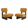Polyester Upholstered Modern Lounge Chairs with Wood Base, Wide Cushions and Minimalist Design (Set of 2( - 4 of 4