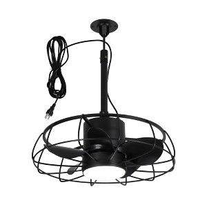 Parrot Uncle 20 Inch Black Modern Cage Ceiling Fan with Light Remote Metal Outdoor Ceiling Fans for Hallway Gazebo - 1 of 4