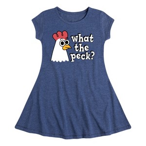 Girls' - Instant Message - What The Peck Chicken Fit & Flair Cap Sleeve Graphic Dress - 1 of 4