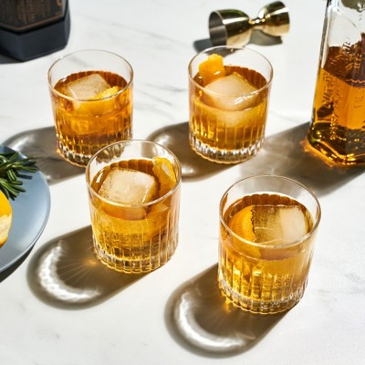 Viski Reserve European Lead-Free Crystal Rocks Glasses Set of 4