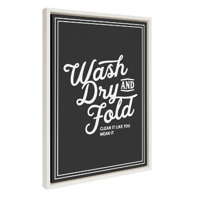 Wash Dry and Fold Black and White Canvas Print with Frame