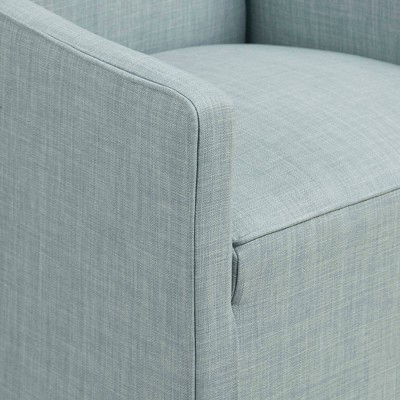 Blue Upholstered Skirted Dining Arm Chair with Casters
