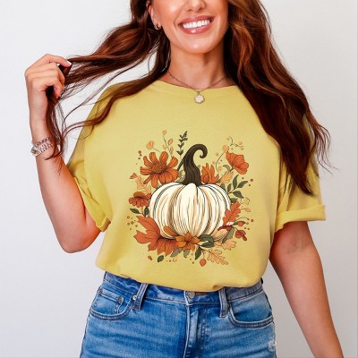 Simply Sage Market Fall Pumpkin Floral Garment Dyed Tee