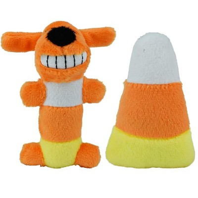 Multipet Halloween Candy Corn Loofa and Corn Cat Toy, Small, Pack of 2