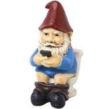 Sunnydaze Cody the Garden Gnome on the Throne Reading Phone indoor/Outdoor Lightweight Resin Lawn and Garden Statue - 9.5" H