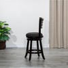 30" Bar Height Slat Back Swivel Stool with Fabric Seat and Natural Finish, Solid Hardwood Frame for Kitchen or Bar - 3 of 4