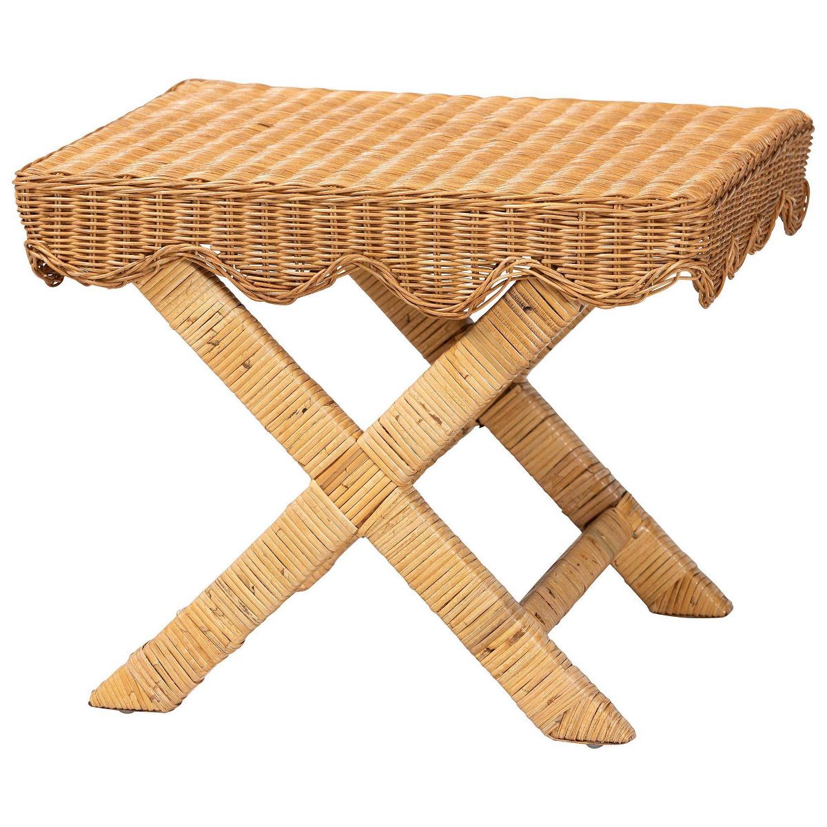 bali & pari Modesta Natural Rattan Accent Bench Light Honey