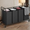 JANSNO 4-Bag Black Laundry Sorter Hamper Cart with Heavy-Duty Lockable Wheels and Removable Bags - 3 of 4