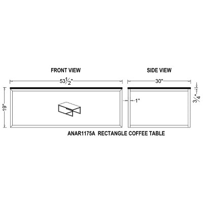 Arcadia 54" Dark Acacia Wood and Metal Coffee Table