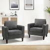 Set of 2 Deionides Tufted Wooden Upholstered Comfy Club Chair For Bedroom And Living Room With Wood Legs| ART OF LIVING DESIGNS - 2 of 4