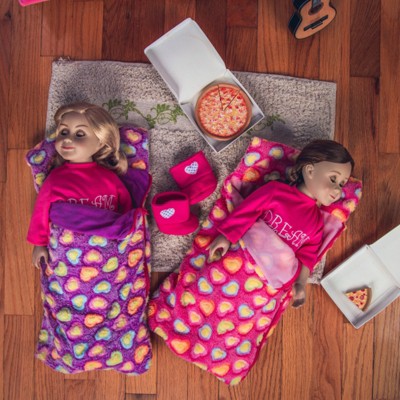 The Queen's Treasures 18" Doll 4 Piece Sleeping Bag Set with Pizza.