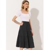 INSPIRE CHIC Women's Midi Solid Elastic Waist Flare Tiered A-Line Skirt with Pockets - 3 of 4