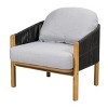 Outdoor Acacia Wood Club Chair with Rope Woven Back,Lounge Chair with Cushion for Patio or Garden,Wooden Armrest Club Chair-Coolbibila - 3 of 4