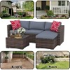 5-Piece Wicker Patio Furniture Set - Outdoor Rattan Sofa with Anti-Slip Cushions & Glass Table - Patio Conversation Set for Porch, Garden - 4 of 4