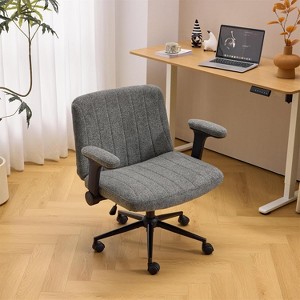 VINGLI Criss Cross Chair with Adjustable Flip-Up Arms,Cross Legged Chair with Wheels, Extra Wide Office Chair,Chenille Velvet - 1 of 4