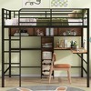 NicBex Full Size B Bed with "L" Shape Desk Metal Frame Bed Frame with Storage Racks, Ladder and Guardrails, No Box Spring Required, Black - 2 of 4
