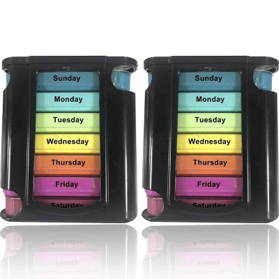 MEDca Stackable Daily Pill Organizer: 2 Pack, 4 Times/Day Weekly Medication Reminder: Premium AM/PM Box w/ 7 Individual Stacking Cases