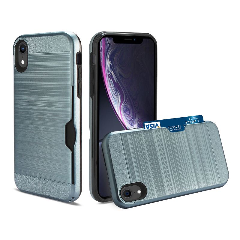 Reiko iPhone XS Max Slim Armor Hybrid Case with Card Holder in Navy, 2 of 5