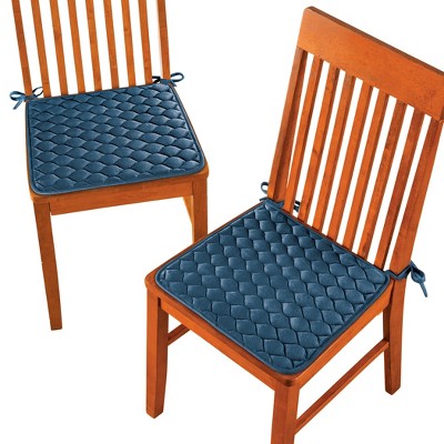 Collections Etc Solid Color Quilted Chair Pads - Set of 2