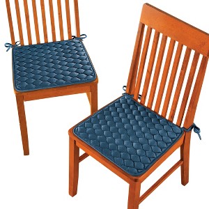 Collections Etc Solid Color Quilted Chair Pads - Set of 2 - 1 of 3