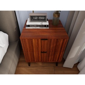 Airsurfer Medium Rich Walnut Nightstand Mid-Century Modern Nightstand Bedroom Storage for Bedroom Organization - 1 of 4