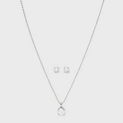 Sterling Silver with Floating Cubic Zirconia Pendant Necklace - A New Day™  Silver