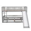 RISOKEYS Full Over Full Low Bunk Bed - Slide Included, Safety Fence & Ladder, Perfect for Toddlers Kids Teens - Grey - 4 of 4