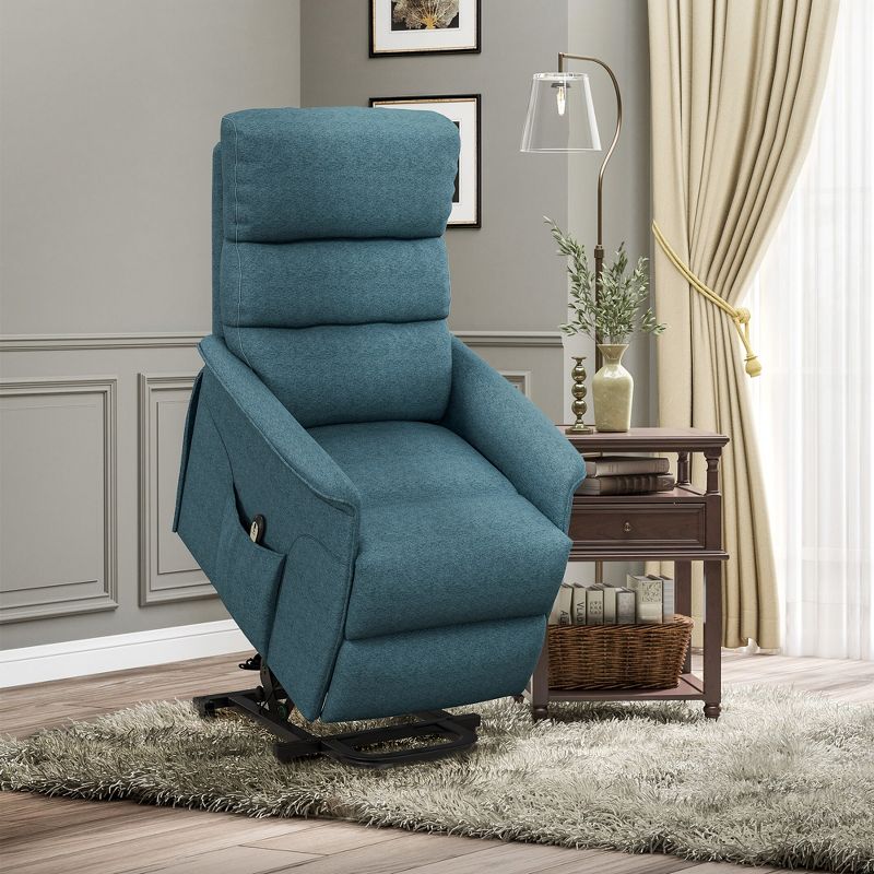 HOMCOM Power Lift Assist Recliner Chair for Elderly with Remote Control, Linen Fabric Upholstery, 3 of 7
