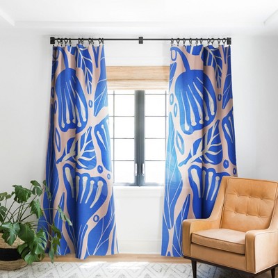 Viviana Gonzalez Abstract Floral Blue Single Panel Room Darkening Window Curtain - Deny Designs