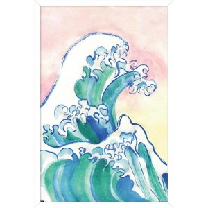 Trends International Watercolor Waves Framed Wall Poster Prints - 1 of 4