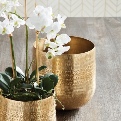 Emberlynn Large Gold Textured Aluminum Planter