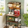 Aheaplus Kitchen Storage Rack with Power Outlet, Coffee Bar Station with LED Lights, Bakers Rack with 6 S-Shaped Hooks - 2 of 4