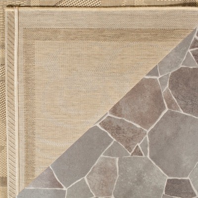 Beige Round Synthetic Indoor/Outdoor Area Rug