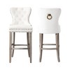 WestinTrends 29" Tufted Upholstered Velvet Bar Stool with Metal Footrest (Set of 2) - 3 of 4