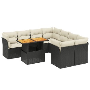 vidaXL Garden Sofa Set Black, Cream White - 1 of 4