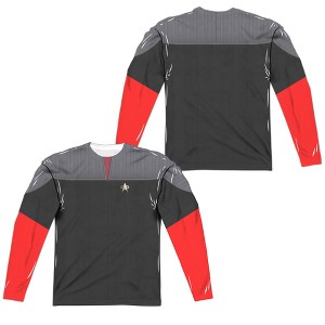 Men's Star Trek Tng Movie Command Uniform Front Back Print Long Sleeve Costume T-Shirt - 1 of 4