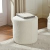 KINWELL Round Upholstered Pouf Ottoman Footrest - 2 of 4