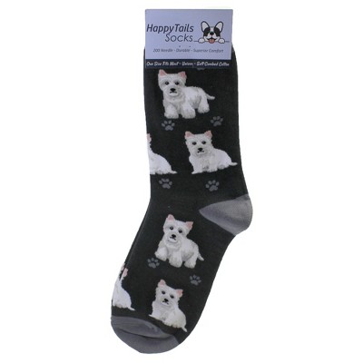 Novelty Socks 14.0" Westie Happy Tail Socks Premium Quality E & S Pet  -  Socks