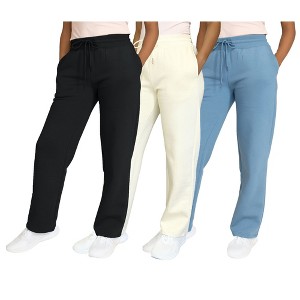 Blue Ice Women's Heavyweight Wide Leg Loose Fit Fleece Sweatpants-3 Pack - 1 of 3