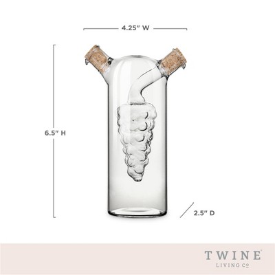 Twine Living Oil & Vinegar Cruet Bottle with Cork Stoppers, Olive Oil & Balsamic Vinegar Dispenser, Kitchen Gifts, Hand Blown Glass, 1.6 oz & 9 oz — фото 3