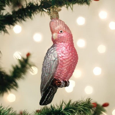 Pink and Gray Glass Rose-Breasted Cockatoo Tree Topper