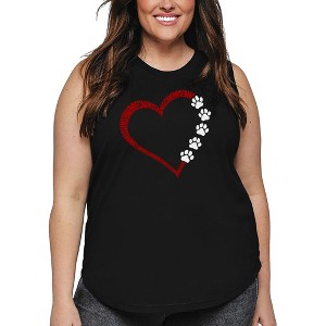 LA Pop Art Meow Heart - Women's Word Art Tank Top - 1 of 4