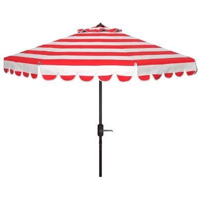 Maui Single Scallop Striped 9Ft Crank Push Button Tilt Umbrella - PAT8011 - Safavieh